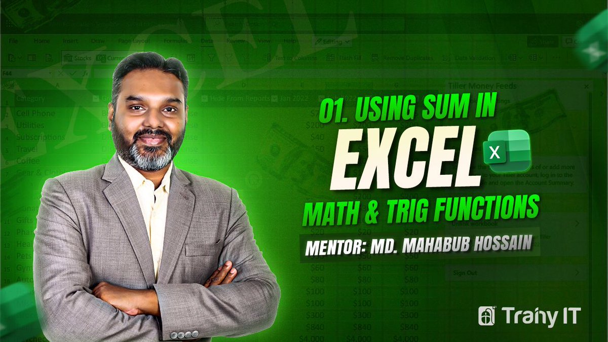 trainyit's tweet image. Excel-এ SUM Function শিখুন সহজে! 💡✨
এক্সেলে দ্রুত এবং সহজে সংখ্যাগুলোর যোগফল বের করতে SUM Function ব্যবহার করুন। 🚀
#exceltips #sumfunction #excelbasics #banglalearning #microsoftexcel #smartexcel
