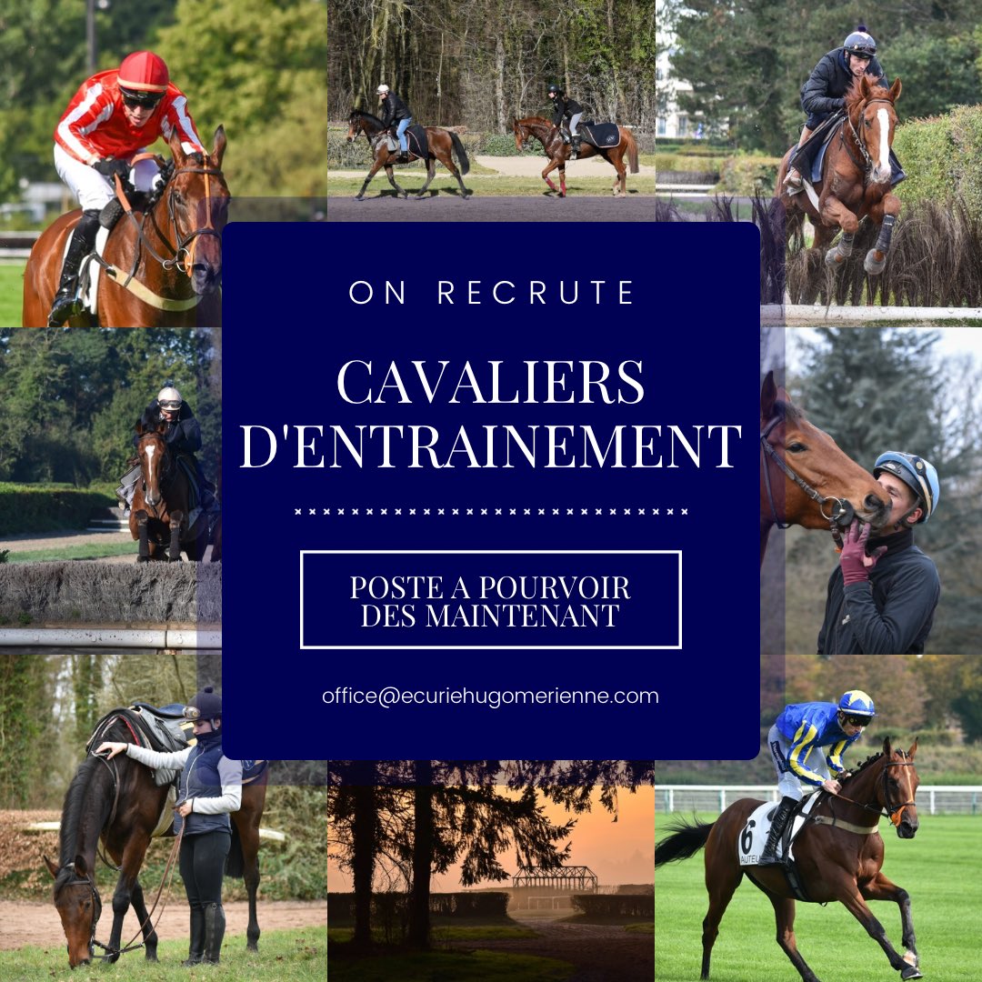 Hugo Merienne (@hmerienneracing) on Twitter photo 🚨 ON RECRUITE ! Nous sommes à la recherche des cavaliers d’entraînement pour joindre notre équipe à Lamorlaye.
📧office@ecuriehugomerienne.com 🚨 ON RECRUITE ! Nous sommes à la recherche des cavaliers d’entraînement pour joindre notre équipe à Lamorlaye.
📧office@ecuriehugomerienne.com