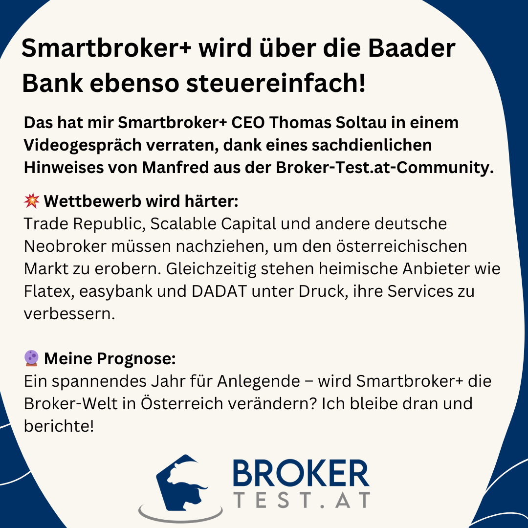 brokertest_at's tweet photo. Beben am österreichischen Broker Markt? 🤯
ER, der Smartbroker+, wird auch steuereinfach!
War das erst der Start? Folgen noch viele andere?
👉🏽 zum aktuellen Video: https://t.co/isfv96pS6N
#smartbroker #baaderbank #steuereinfach #kest #traderepublic #scalablecapital https://t.co/5lBLbmV2iy