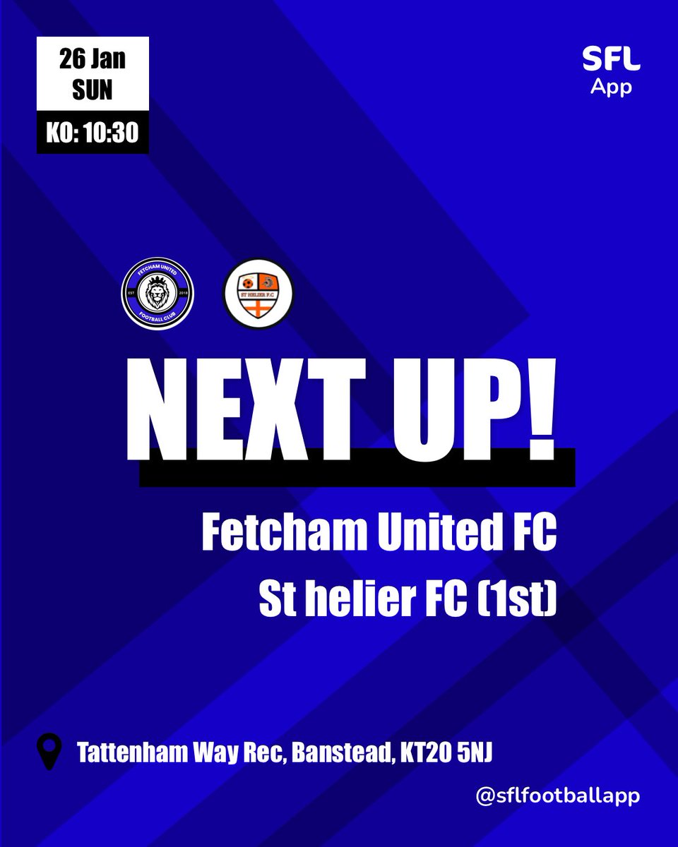 League match 11 
🗓️26/01/2025
🆚<a href="/sthelierfc/">St Helier FC</a> (Home)
🤝LDSFL Division 5 
📍Tattenham Way Rec, KT20 5NJ
🕥1030 KO

Looking to add some more points to the board tomorrow after an away draw last week. 

UTF💙