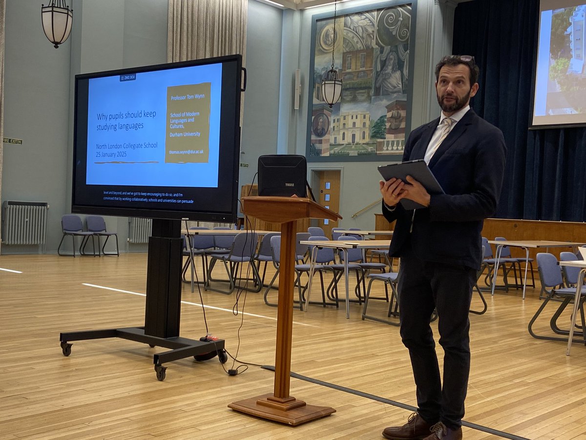 Professor Thomas Wynn from <a href="/MLACdurham/">Durham Modern Languages and Cultures</a> <a href="/durham_uni/">Durham University</a> is presenting on “Why languages are brilliant #ISMLA2025 #mfltwitterati