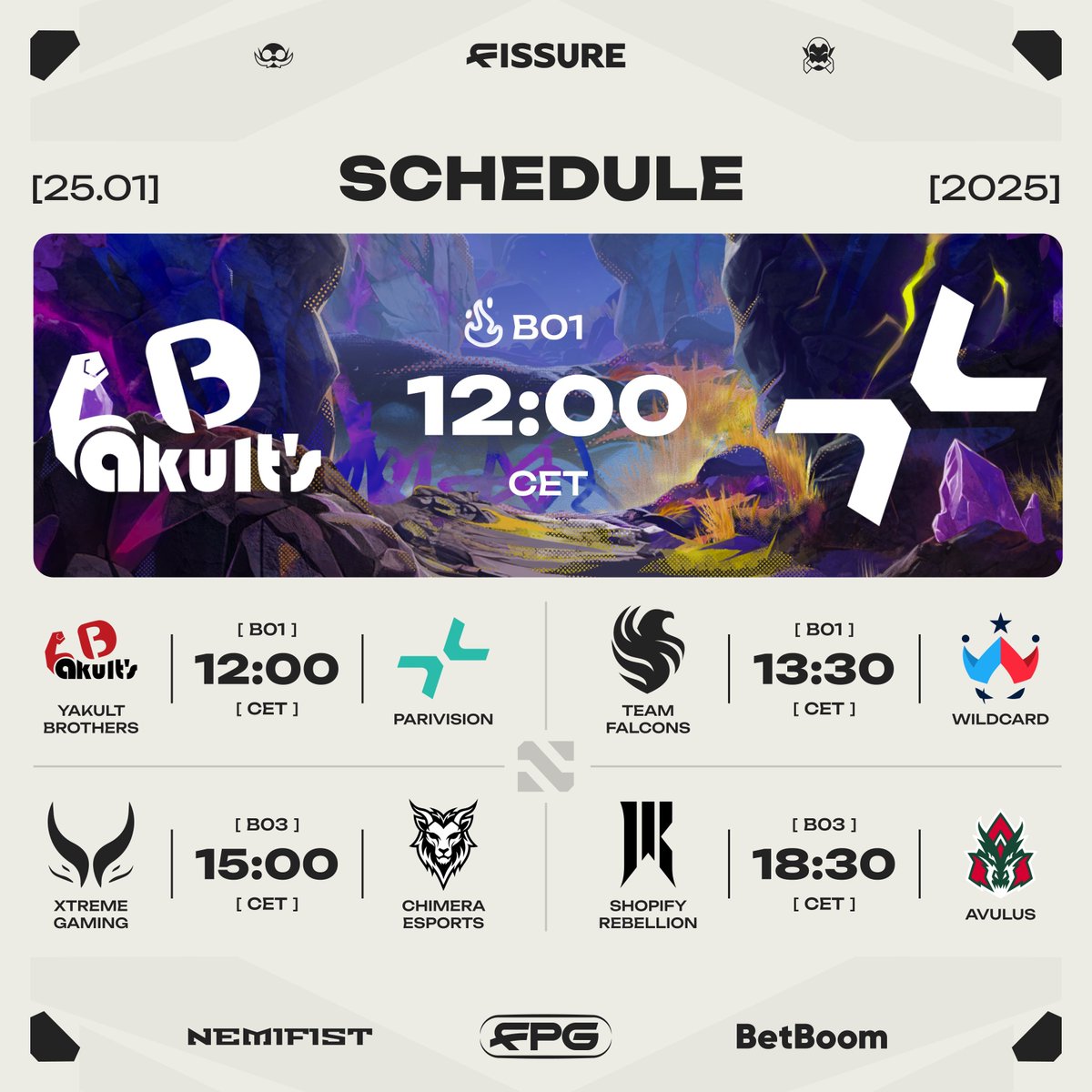 Day 2 of Fissure Playground 1 - Dota!!!

Some surprise upsets yesterday, which sets up some hype matches for today, including Elimination games in the 3rd and 4th series!

.tv/fissure_dota_en2