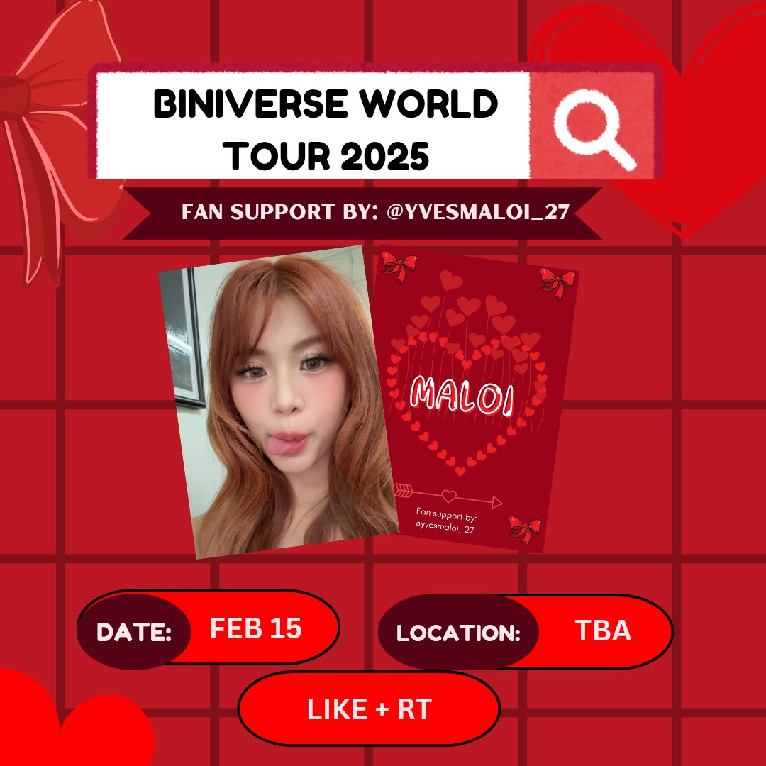 yvesmaloi_27's tweet image. 🎀 BINIVERSE WORLD TOUR FREEBIES🎀

🌸fan support project for @bini_maloi

1:1 ratio 

♡fan support by: @yvesmaloi_27
♡layout by: @yvesmaloi_27
♡open for trades!
♡open for donations/sponsorship for printing (DM)
♡mbf + like + rt to claim!

See uu BLOOMS!🌸