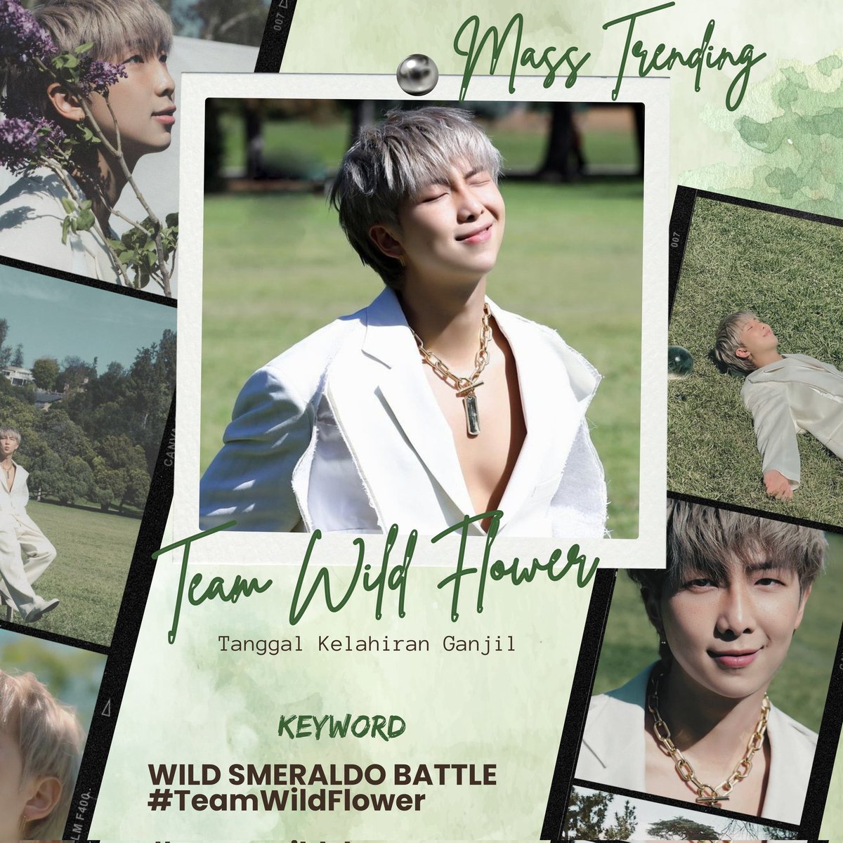 NSS_forRM's tweet photo. 📣 MASS TRENDING

Team Wild Flower kumpul yuk! Kita mass trending dulu sebelum mulai party 😋

Ketentuan pembagian team: 
— Team Smeraldo (@pjmstream_id): tanggal lahir genap 
— Team Wild Flower (@NSS_forRM): tanggal lahir ganjil 

WILD SMERALDO BATTLE 
#TeamWildFlower https://t.co/xOkVBc1HW3