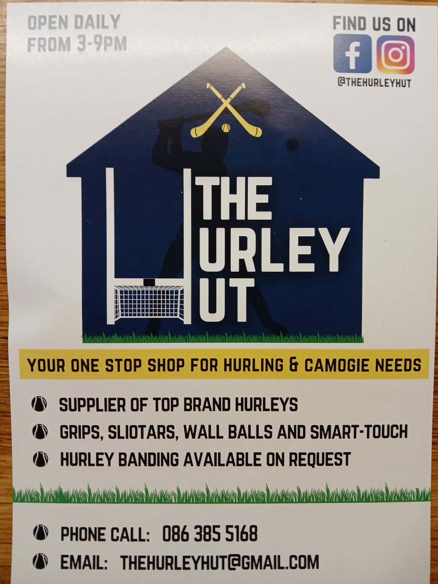 Reminder about the Half Time Poc Around in Pearse Park today ❄️☀️

The Hurley Hut will also be here this afternoon for all your hurling needs 🎉