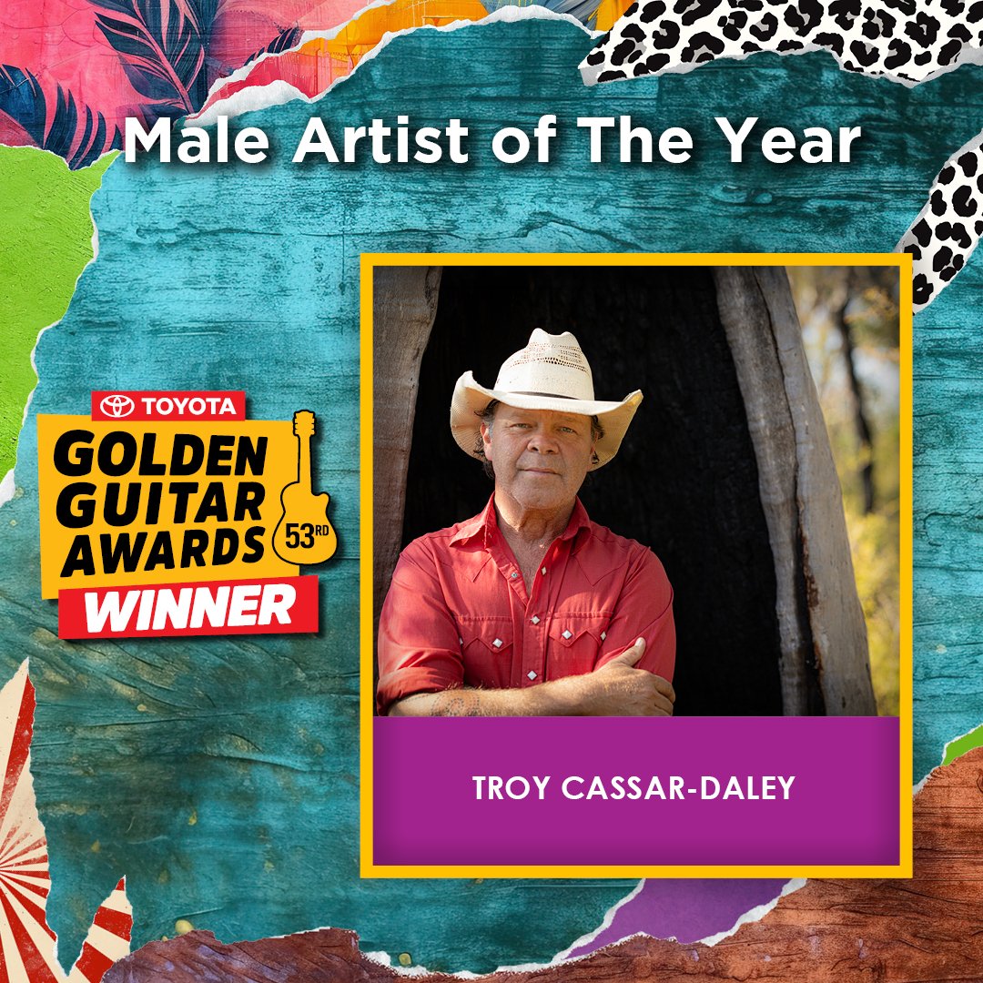 Tamworth Country Music Festival (@tcmf_official) on Twitter photo The 2025 Golden Guitar Award for Male Artist of the Year goes to…
<a href="/troycassardaley/">Troy Cassar-Daley</a>!
#GoldenGuitars #TCMF2025 The 2025 Golden Guitar Award for Male Artist of the Year goes to…
<a href="/troycassardaley/">Troy Cassar-Daley</a>!
#GoldenGuitars #TCMF2025