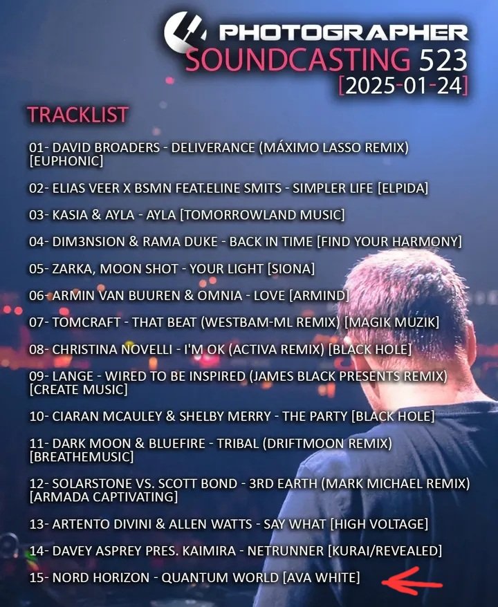 Second early support comes from Photographer !
'Quantum World' is out soon on the mighty AVA White (Black Hole Recordings)!

You can pre-order it now on Beatport: beatport.com/release/quantu…

#trance #trancemusic #upliftingtrance #trancefamily #ava #avawhite #blackholerecordings