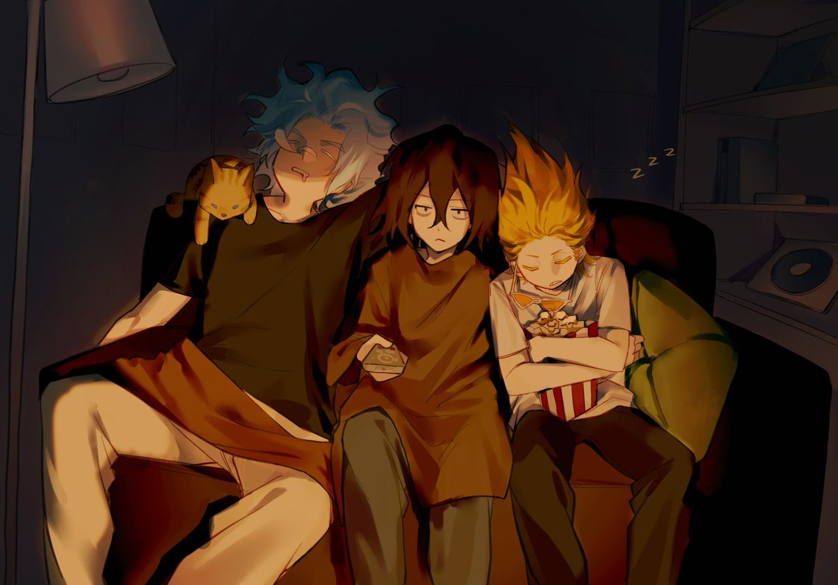 dongnan9011's tweet photo. Movie Night, but two of them fell asleep too early…
#mha #3baka #shirakumooboro #aizawashouta #yamadahizashi https://t.co/6T32Mg4ibp