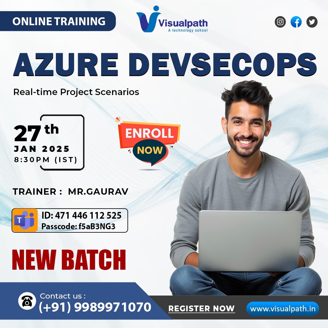 ranjith835's tweet image. Enroll Now to Start Your Journey Toward a Successful Career!
Meeting ID: 471 446 112 525
Passcode: f5aB3NG3
Attend Online #NewBatch On #AzureDevSecOps by Mr.Gaurav
Demo on: 27th January 2025 @8:30 PM IST.
Contact us: +91 9989971070
Visit: visualpath.in/online-azure-d…
@VisualpathPro