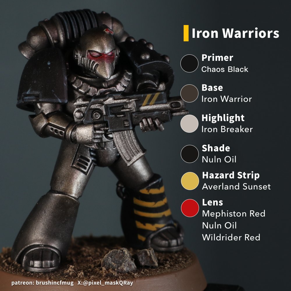pixel_maskQRay's tweet photo. (1/5)Hi guys! Here are my 18 Horus Heresy Legion color recipes! I only list essential colors, 2nd highlight/shade are not listed since these are meant for army building reference. Hope you'd enjoy them😉
-Vince
#Warmongers #WarhammerCommunity https://t.co/f1cqs8R5Ad