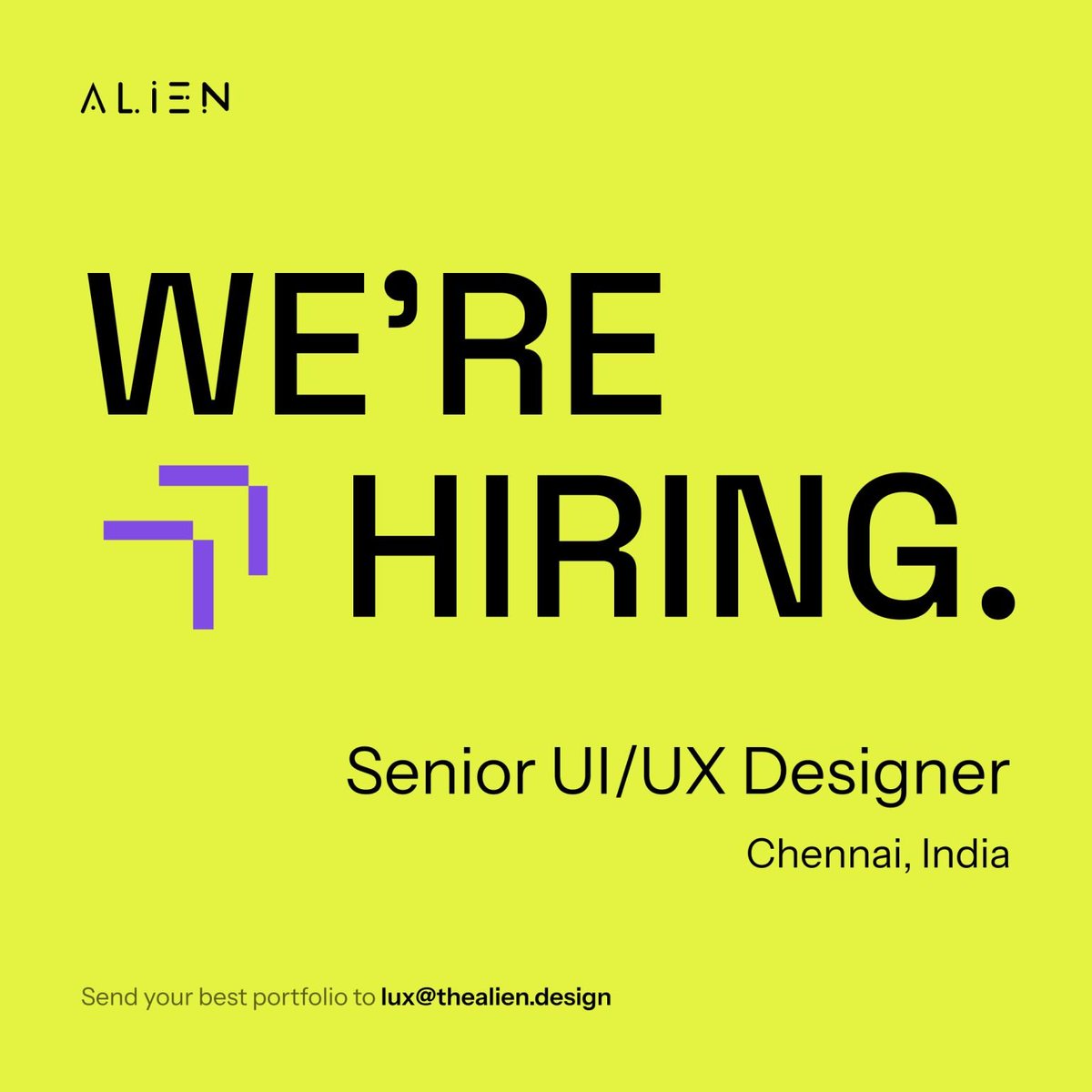 thealien_design's tweet photo. We are urgently hiring 🔎 Senior UI/UX Designers to join our team immediately!

More than just another design agency—be a part of our creative team!

📩 Send your Resume / CV to careers@thealien.design. https://t.co/J4U7vbKF4A