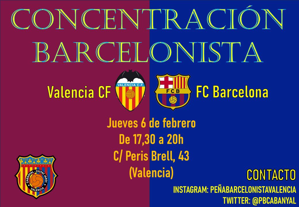 Nos estabais escribiendo, lo estabais reclamando… pues aquí lo tenéis! 🙌🏻

Culé, échate de un “afterwork” o un tardeo en nuestro local las horas previas al partido 🔵🔴🍺🍸

A las 20h, todos a Mestalla! 

<a href="/FCBPenyes/">FC Barcelona Penyes</a> <a href="/FederacioPenyes/">Federació Penyes Comarques València i Marina Alta</a> <a href="/ConfePenyesFCB/">Confederació Penyes FC Barcelona</a> 

#CopaDelRey