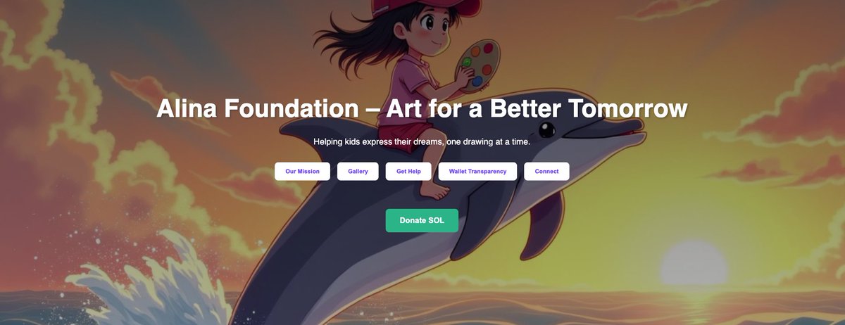alinathedolphin's tweet photo. 🚧 The Alina Foundation website is now LIVE in beta!
We’re still building, but you can explore our vision here:
👉 https://t.co/pzbKnQnEa1

🎨 Art selling coming soon! For now, check out what we’re creating to help kids through art and community.

Stay tuned—this is just the beginning! 🐬💙

#$ALINA #CryptoForGood #CharityNFTs

@solana