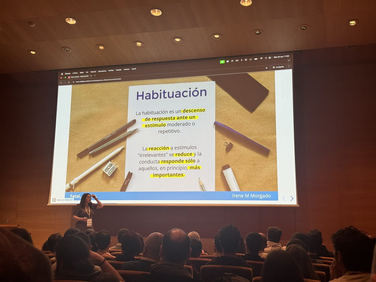 sonia_toqqe's tweet image. Habituación: es el descenso de respuesta de nuestro cerebro ante un estímulo
@IrnMM nos enseña cómo nuestra reacción ante un mismo estímulo varía a lo largo del tiempo 
#BilboStack25