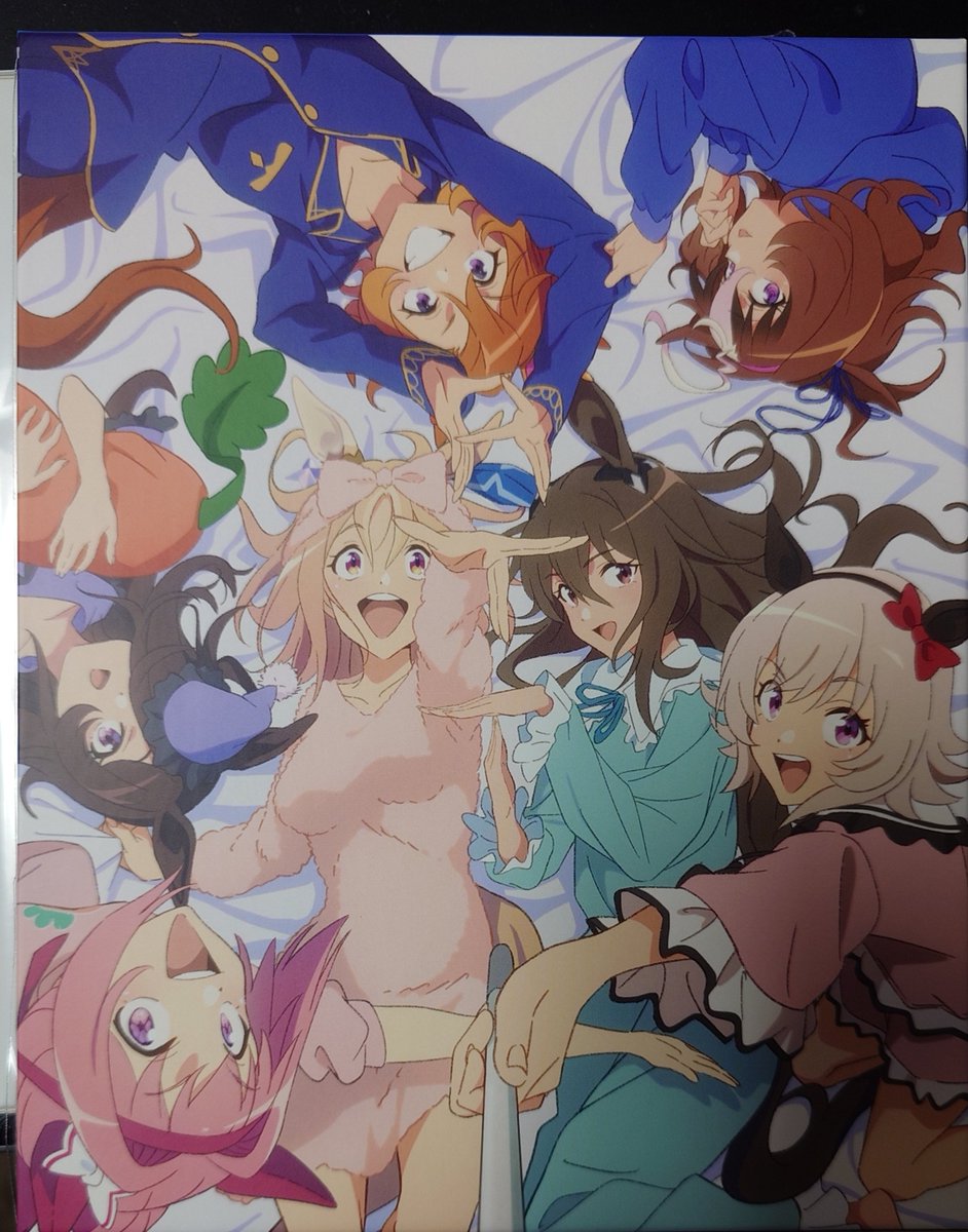 アドマイヤベガ(ウマ娘) ,カレンチャン(ウマ娘) ,ハルウララ(ウマ娘) ,ライスシャワー(ウマ娘) ,テイエムオペラオー(ウマ娘) 「RTTTブルーレイ届きましたライスもいるよ 」|キムキム🜸新刊メロブ委託中のイラスト