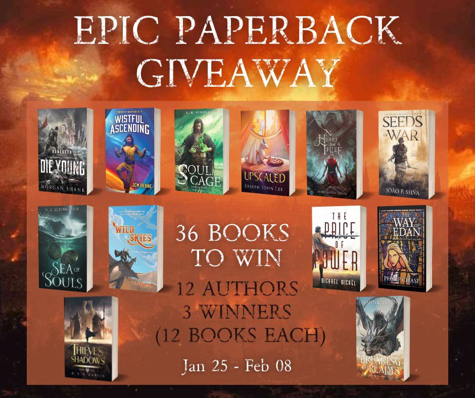 Hey all!

I have collaborated with 11 other amazing fantasy authors who have all agreed to send out 3 copies of one of their books to the 3 winners! That’s 12 books for each winner and 36 books total up for grabs!

Link in my bio and the comments ✌🏻 retweets appreciated 🔥