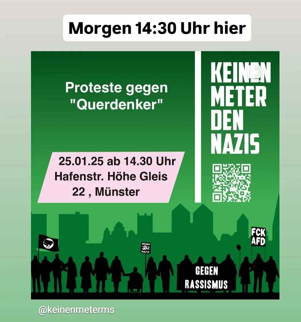 reclaimrosalux1's tweet photo. #Münster🌧 #ms2501
Schwurbel am Servatiiplatz am Aufbauen (die Kundgebung hat sich verlegt) - bisher mehr Polizei.
Bitte beachtet die neuen Standorte für die Gegendemos (s. Sharepics) https://t.co/8upMlJ8CvX