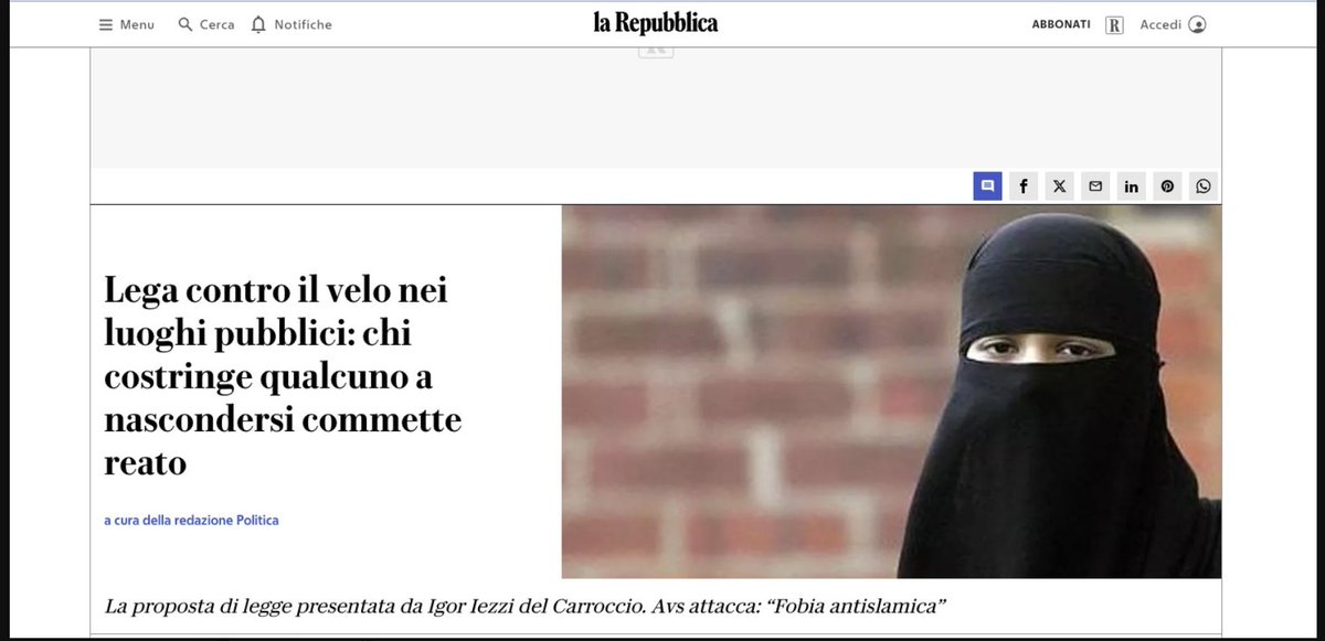 Barbara (@barbara_clemns) on Twitter photo <a href="/YasMohammedxx/">Yasmine Mohammed ๐ฆ ูุงุณู
ูู ู
ุญู
ุฏ</a> In Italy, the political party Lega has proposed a law to ban the wearing of face-covering garments, such as the burqa and niqab, in public spaces. The proposal argues that face covering is incompatible with Italian cultural values and the principles outlined in the Constitution <a href="/YasMohammedxx/">Yasmine Mohammed ๐ฆ ูุงุณู
ูู ู
ุญู
ุฏ</a> In Italy, the political party Lega has proposed a law to ban the wearing of face-covering garments, such as the burqa and niqab, in public spaces. The proposal argues that face covering is incompatible with Italian cultural values and the principles outlined in the Constitution
