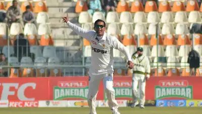 currentnn's tweet photo. Noman Ali wrote history in Pakistani test cricket. He becomes the first Pakistan spinner bowler who achieved hat-trick. He is 38 years old. #Nomanali #Multantestmatch #PCB https://t.co/xiW7E5PwCK