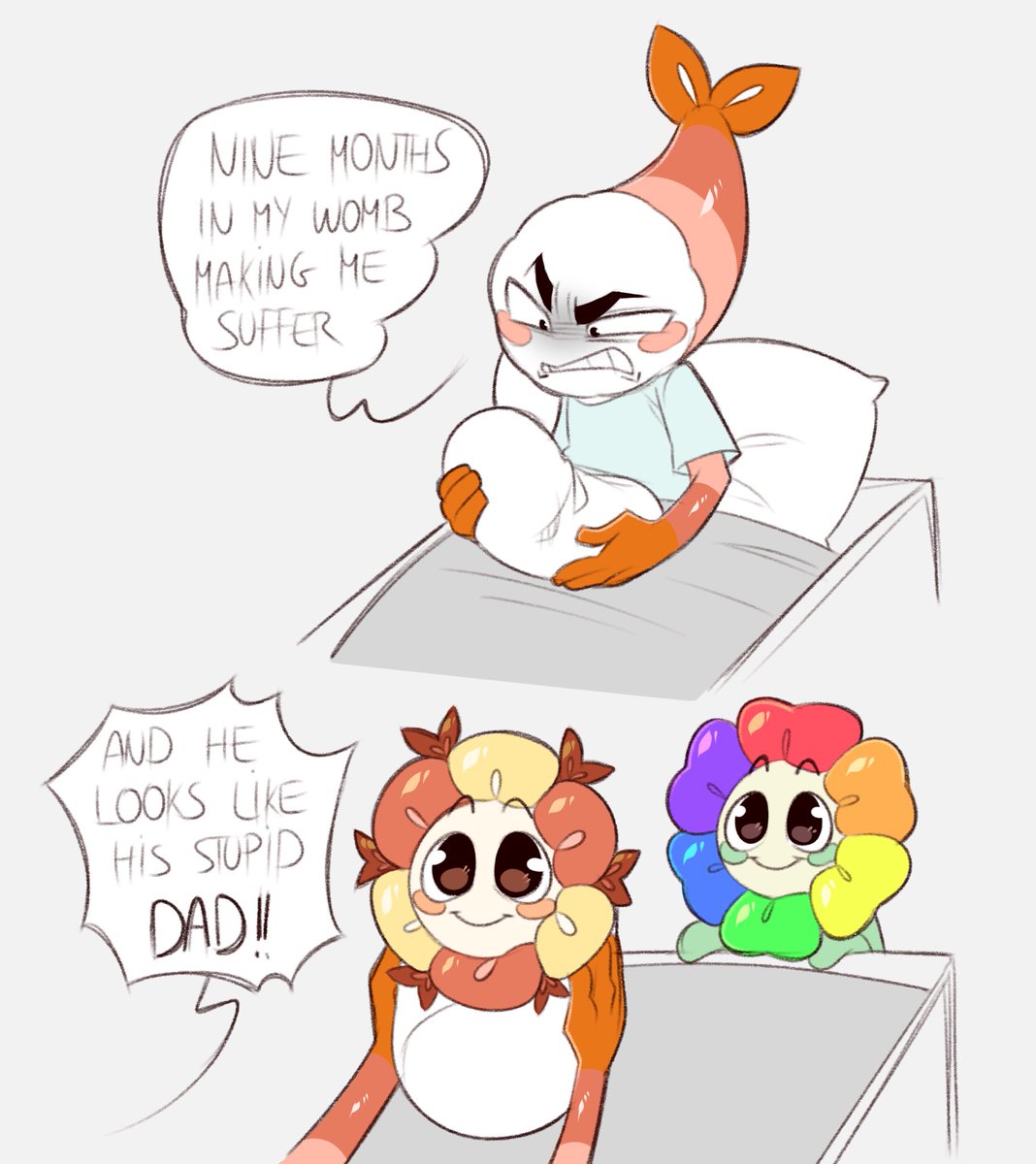 max_the_egg's tweet photo. "Can you draw the and he looks like his stupid dad meme but with Shrimpo and dandy?" -> 

Sure! I just did a clone of Dandy as the kid skfkfkf but with Shrimpo colors

#angryflower #dandysworld #dandysworldfanart #dandysworlddandy #dandysworldshrimpo https://t.co/kT5t6dBHIM