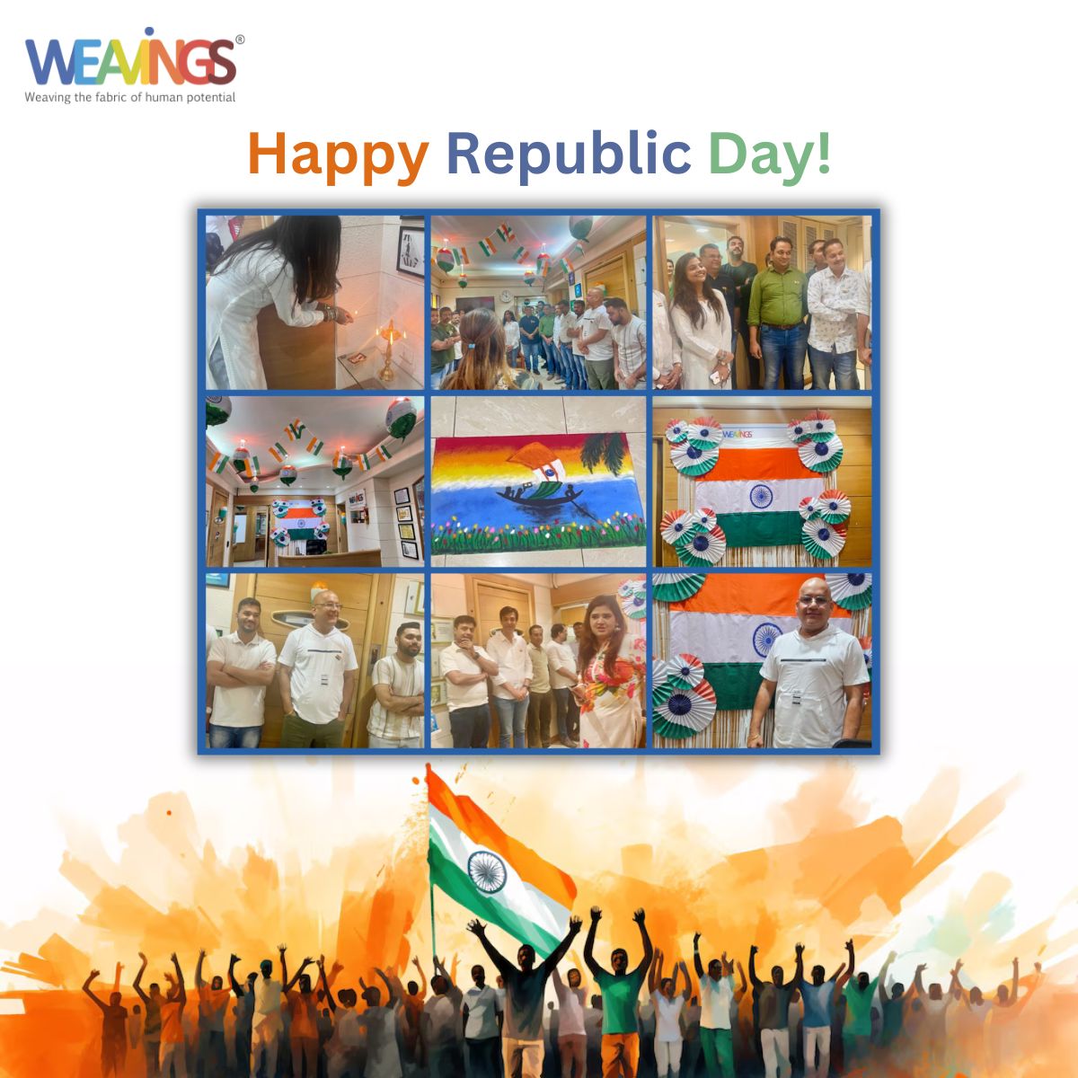 WeavingsMS's tweet photo. Republic Day Celebrations at Weavings Manpower Solutions!
Wishing everyone a Happy Republic Day! Jai Hind!

#RepublicDay #TeamSpirit #UnityInDiversity #ProudIndian #Celebration #CompanyCulture #Weavings #Weavingsmanpowersolutions #Staffingindustry https://t.co/EGbXUL4pu3