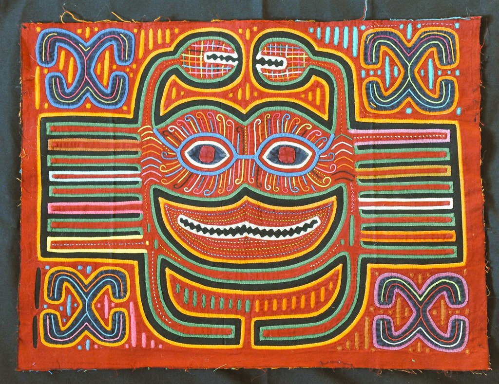 'Happy Crab' design, molas are a form of embroidered textile art created by the women of the Guna/Kuna people of Panama #WomensArt