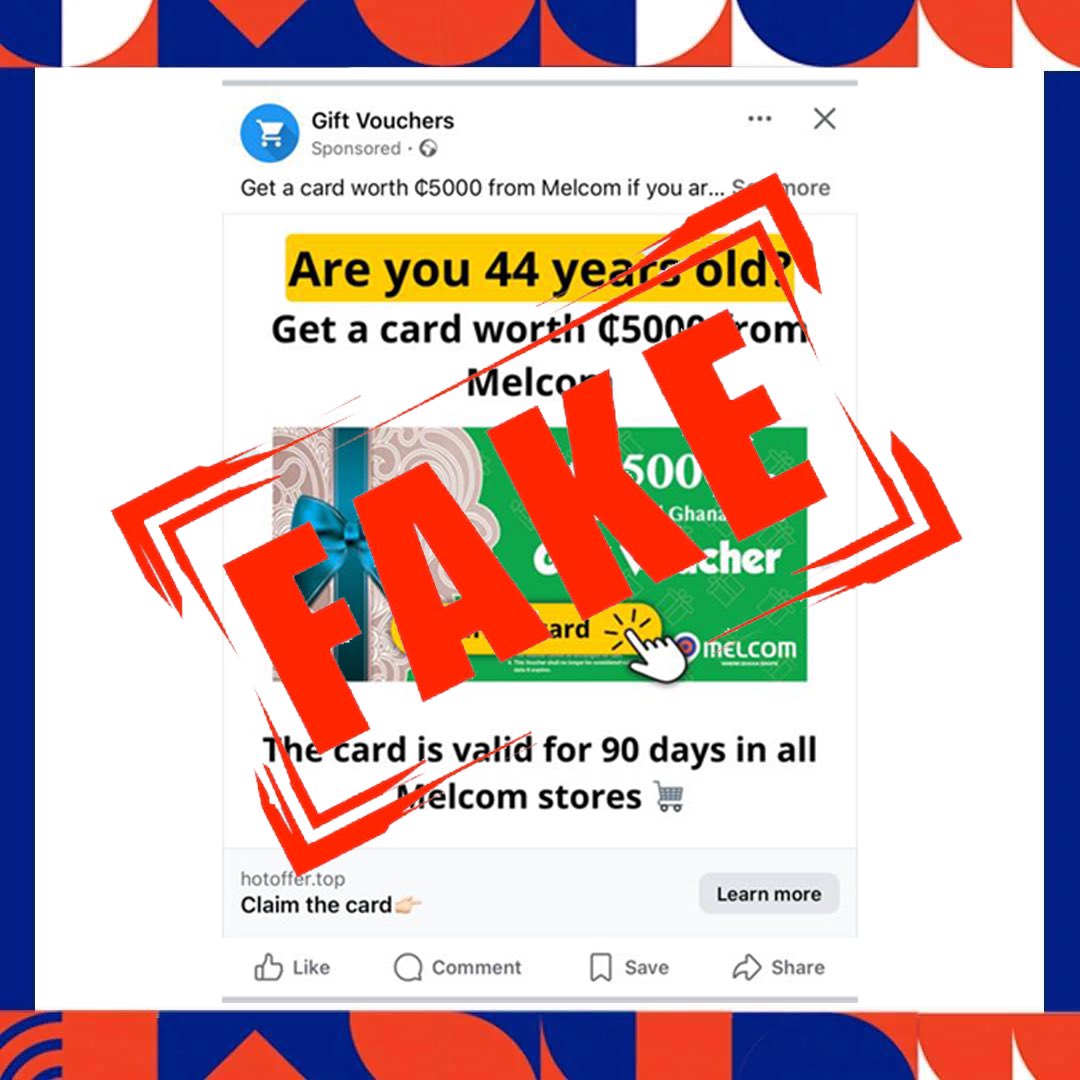 Fraud Alert🚨

A fake post of ₵5000 gift card offer from Melcom is circulating. This promotion is not real. 

Please avoid suspicious links and verify details through official Melcom channels.

Thank you for your continued trust.

#MelcomGhanaShops
#WhereGhanaShops
#MelcomGhana