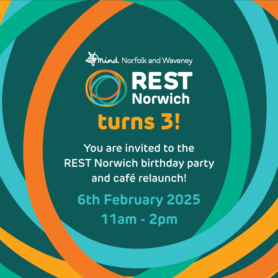 On Thursday 6th February, we’re celebrating REST Norwich turning 3 with a birthday party everyone is invited to!

Come and celebrate our birthday, take some time to talk and have some birthday cake with us.

📍 Churchman House, 71 Bethel Street, Norwich, NR2 1NR