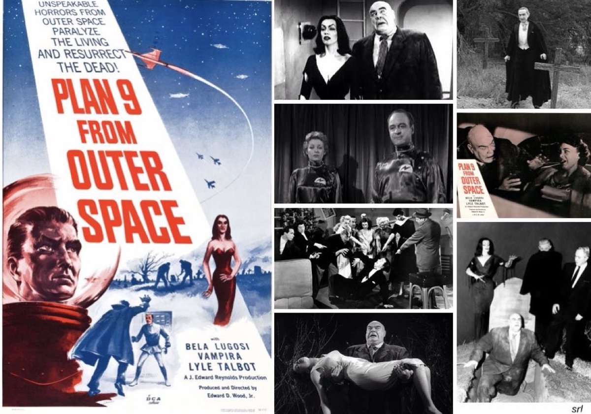 SaveRedlandLibr's tweet photo. 12:35pm TODAY on @TalkingPicsTV
The 1957 cult #SciFi film🎥 “Plan 9 From Outer Space” directed, written & produced by #EdwardDWoodJr
🌟#GregoryWalcott #MonaMcKinnon #DukeMoore #TomKeene #CarlAnthony #PaulMarco #TorJohnson #MailaNurmi #BelaLugosi #LyleTalbot #DudleyManlove https://t.co/TASLRSI9AB