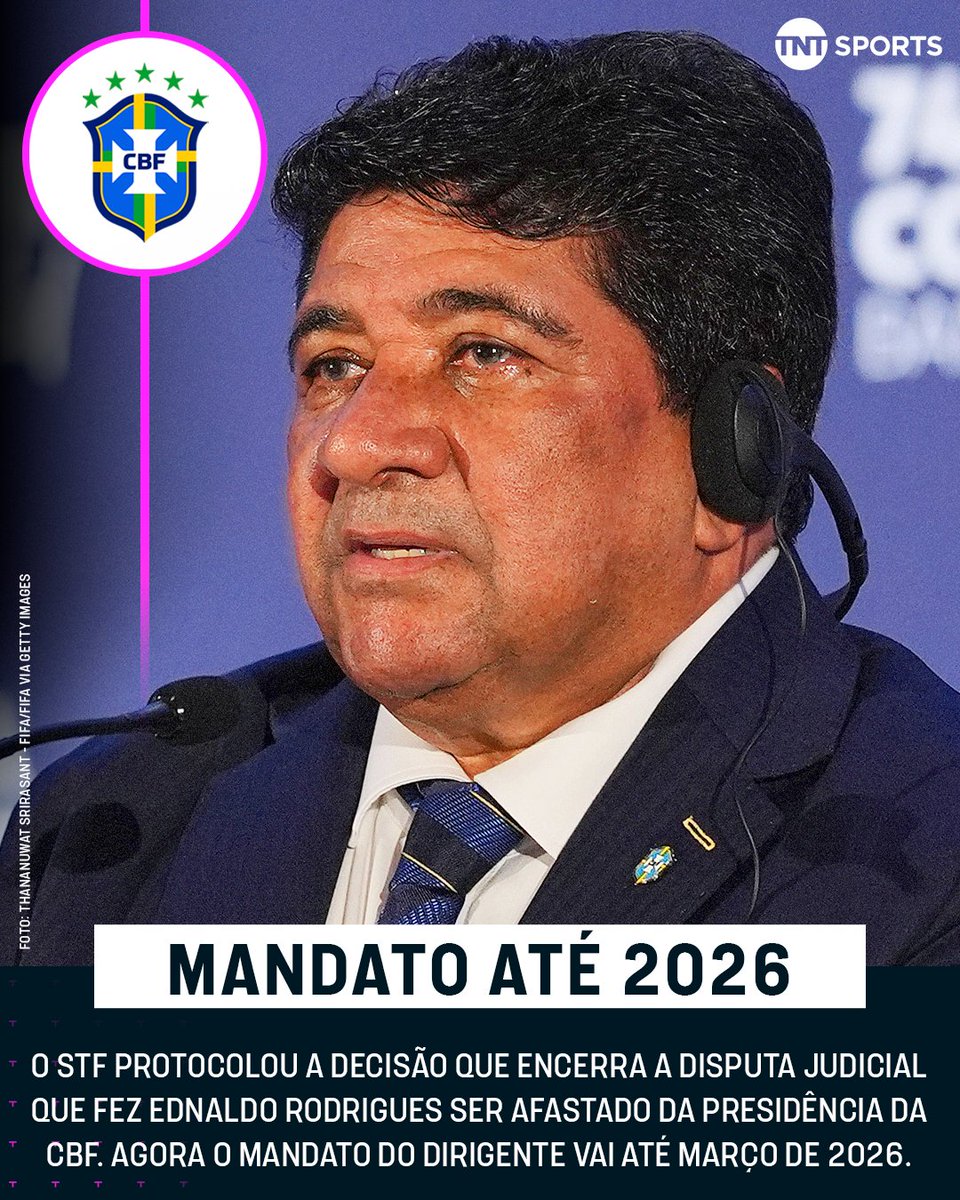 TNTSportsBR's tweet photo. EDNALDO SEGUE NA PRESIDÊNCIA DA CBF! 🇧🇷⚽ O dirigente conseguiu uma importante vitória no Superior Tribunal Federal, evitando com que a eleição da entidade máxima do futebol brasileiro fosse antecipada. Com isso, Ednaldo Rodrigues tem mais dois anos à frente da Confederação. https://t.co/awHEebDz5u