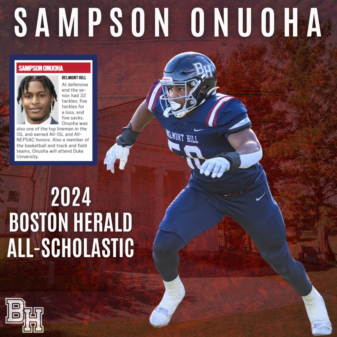 Belmont Hill Football (@belmonthillfb) on Twitter photo Congrats to Tommy Rupley '25 and Sampson Onuoha '25 for being named to the 2024 Boston Herald All-Scholastic Team! #WhyBelHill <a href="/tommyrupley5/">Tommy Rupley</a> <a href="/SampsonOnuoha2/">Sampson Onuoha</a> <a href="/BostonHeraldHS/">Danny Ventura</a> Congrats to Tommy Rupley '25 and Sampson Onuoha '25 for being named to the 2024 Boston Herald All-Scholastic Team! #WhyBelHill <a href="/tommyrupley5/">Tommy Rupley</a> <a href="/SampsonOnuoha2/">Sampson Onuoha</a> <a href="/BostonHeraldHS/">Danny Ventura</a>