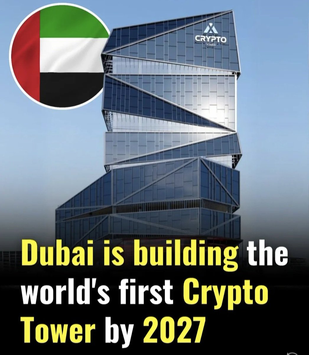 BIG BREAKING 🚨 

UAE 🇦🇪 GOVT JUST ANNOUNCED WORLD'S FIRST CRYPTO TOWER 🔥

The 17-storey tower is to be built in Jumeirah Lake Towers

Features include:

150,000+ sq. ft. of office space for crypto businesses.

Dedicated floors for blockchain incubators and Al projects.