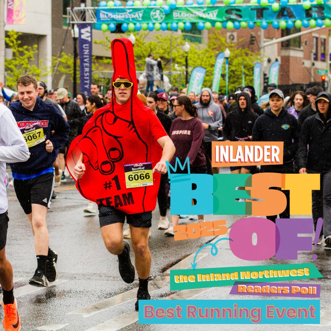 Help Bloomsday shine! 🌟 Vote for Bloomsday as the Best Running Event in @theinlander Best of the Inland Northwest ballot! 🏃‍♀️🏃‍♂️
🔗 bestof.inlander.com  
#bloomsdayrun #inlandnw # #pnwonderland #runwithus #walkwithus #spokanewashington