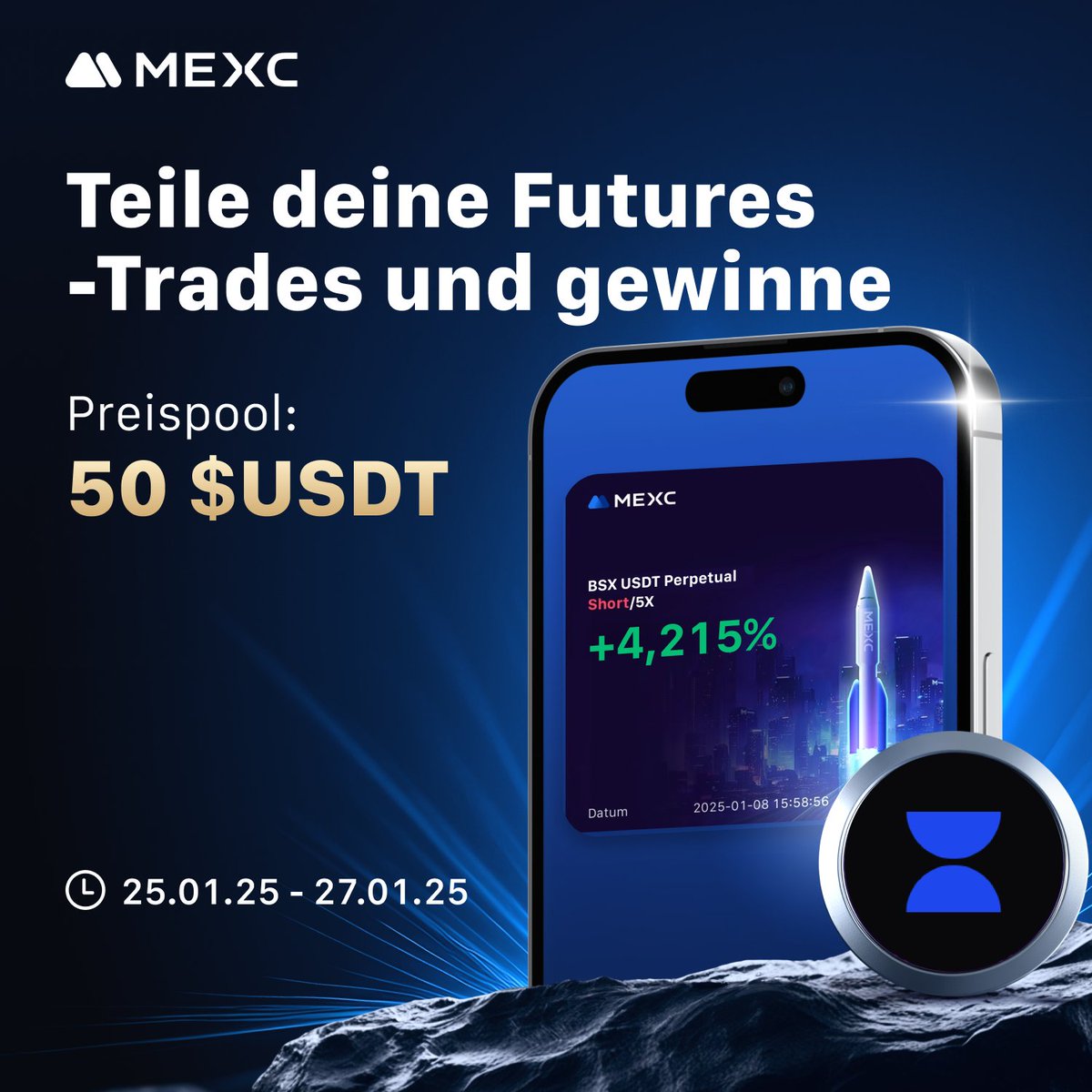 🌟 Teile deinen Futures Trade auf X mit dem #MEXC #BSX und markiere <a href="/MEXC_DE/">MEXC Deutsch</a>🌟

Preispool: 50 $USDT

So nimmst Du teil:
1️⃣ Erledige die Gleam Aufgaben: gleam.io/TI606/teile-de…
2️⃣ Teile, Like und Kommentiere diesen Post auf X

⏰ Zeitraum: 25. Januar- 27. Januar

#BSX #Trading