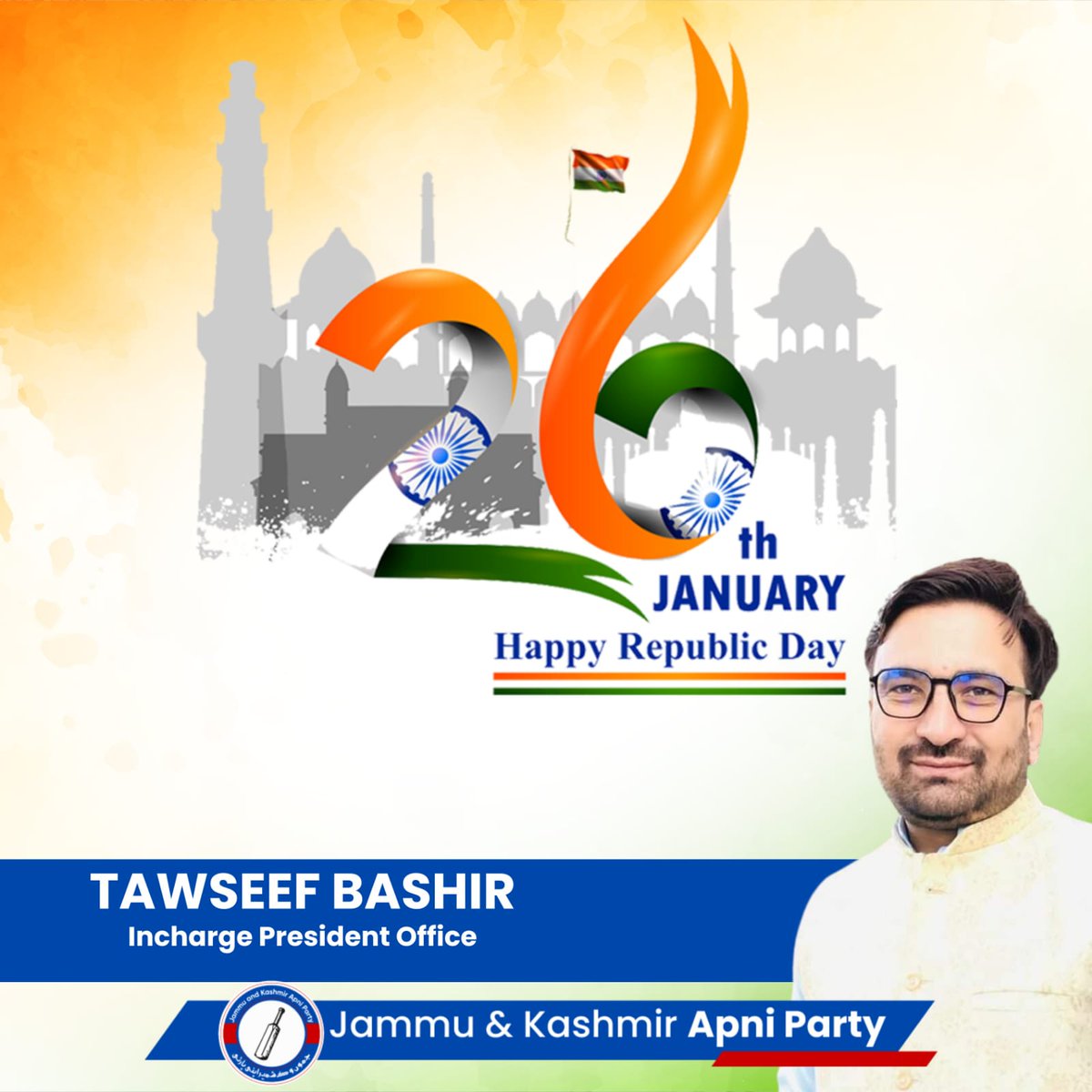 Touseefbashir01's tweet photo. Happy republic day 🇮🇳 
@Apnipartyonline https://t.co/JY3ehPuDwW