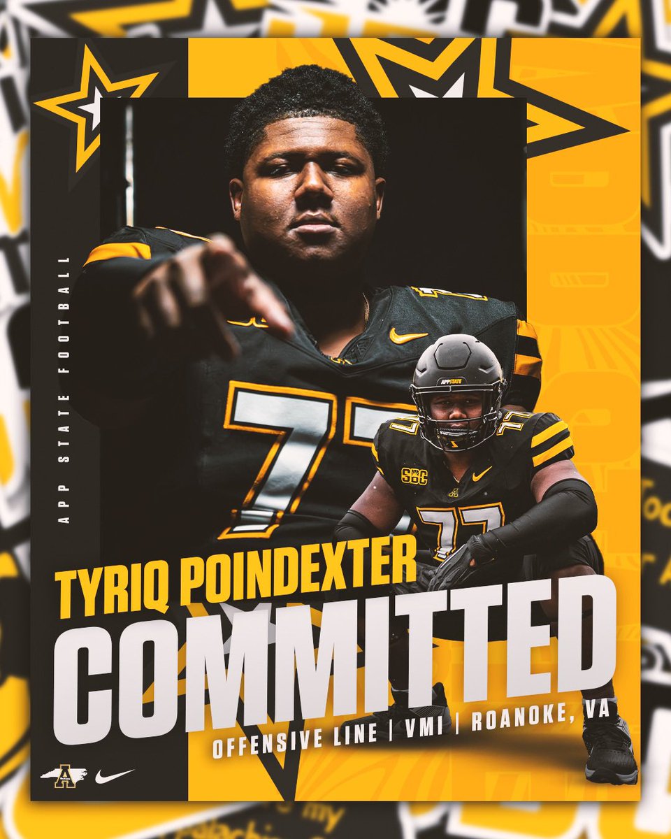 Tyriq Poindexter (@poindextertyriq) on Twitter photo Glory be to God! 100% Committed to <a href="/AppState_FB/">App State Football</a> 🟡⚫️
<a href="/Dowell_Loggains/">Dowell Loggains</a> <a href="/coachmogridge/">Allen Mogridge</a> <a href="/thomasguerry/">Thomas Guerry</a> Glory be to God! 100% Committed to <a href="/AppState_FB/">App State Football</a> 🟡⚫️
<a href="/Dowell_Loggains/">Dowell Loggains</a> <a href="/coachmogridge/">Allen Mogridge</a> <a href="/thomasguerry/">Thomas Guerry</a>