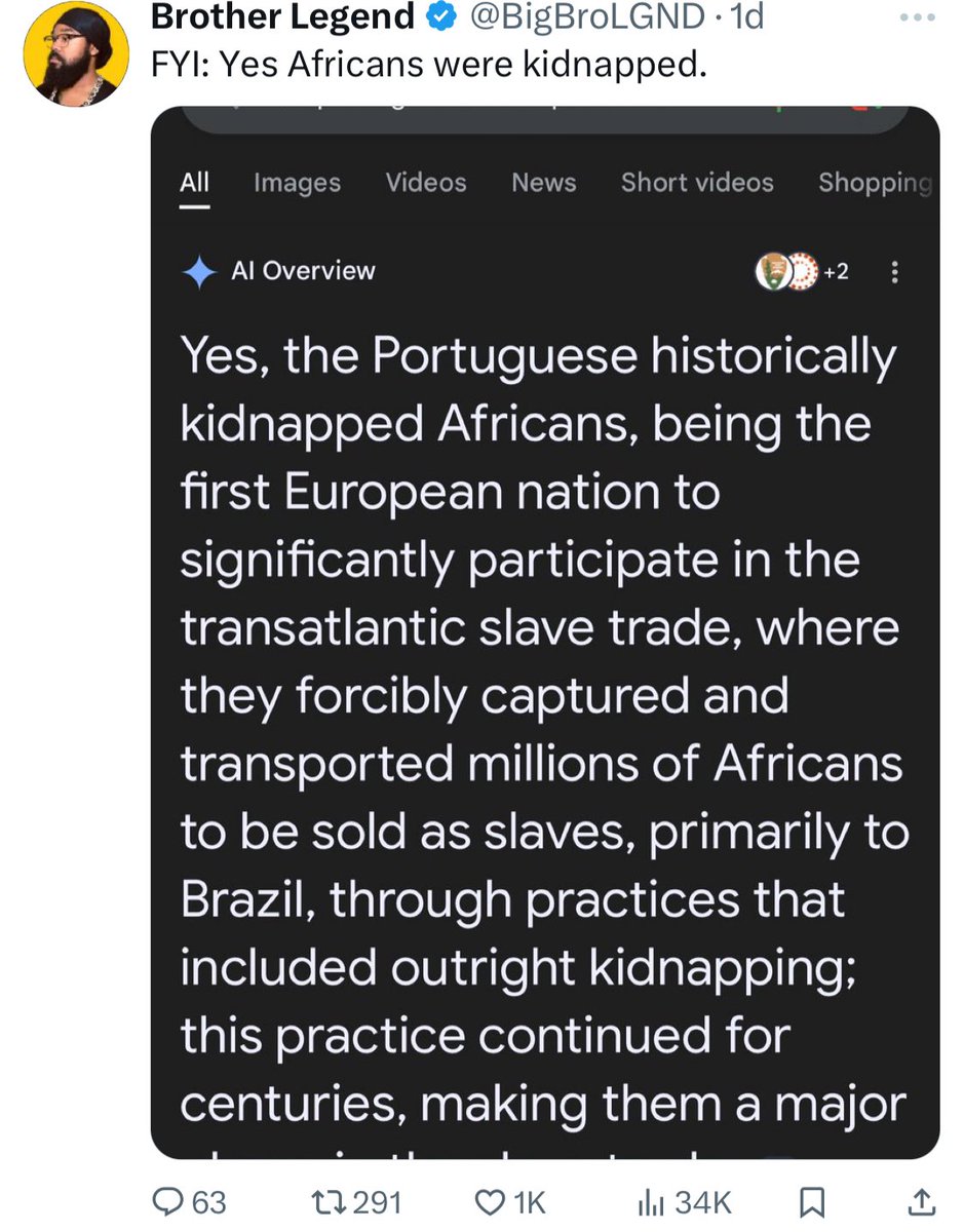 BreakingBrown's tweet photo. Some of these things are complicated.

For example, King Afonso of the Congo sold slaves to King Leopold of Belgium.

It wasn’t until after King Leopold’s slave catchers got rid of the middlemen that King Afonso got pissed.

Eventually, Afonso sent letters crying 😢 & begging King Leopold to stop catching slaves because some of his own family had been bought and sold into slavery. 

King Leopold did not care. By that time, Afonso had already made his deal with the devil, the same as many African leaders & kings.

Two things to remember:

1. #ADOS were sold over here, so saying “Africans were kidnapped” is not an honest retelling of our history.

2. Read books. They explain how Europeans got into Africa, and their relationships with Africans, which differ from region to region. One through line though is that many African leaders & tribes were in the flesh trade:

“The Portuguese established trading relationships with local leaders, who sold slaves captured in wars or domestic trade.”