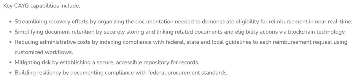 We have already built this for FEMA in collaboration with Deloitte back in 2021. <a href="/avax/">Avalanche🔺</a> allows anyone to deploy custom blockchains with bespoke rulesets which would be perfect for this use case

More details on the Close As You Go (CAYG) Platform: pcvd.cornell.edu/news/ava-labs-…