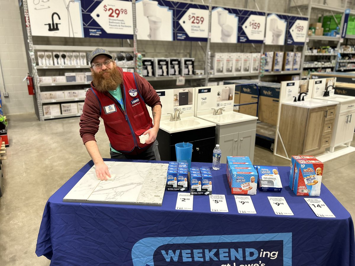 Stop on by Lowe’s #1566 and check out our Mr. Clean Magic Eraser demo. Cover all your cleaning needs today. <a href="/CongerJared/">Jared Conger</a> <a href="/JBBailey88/">James Bailey</a> <a href="/kennygrimsley/">Kenny Grimsley</a>