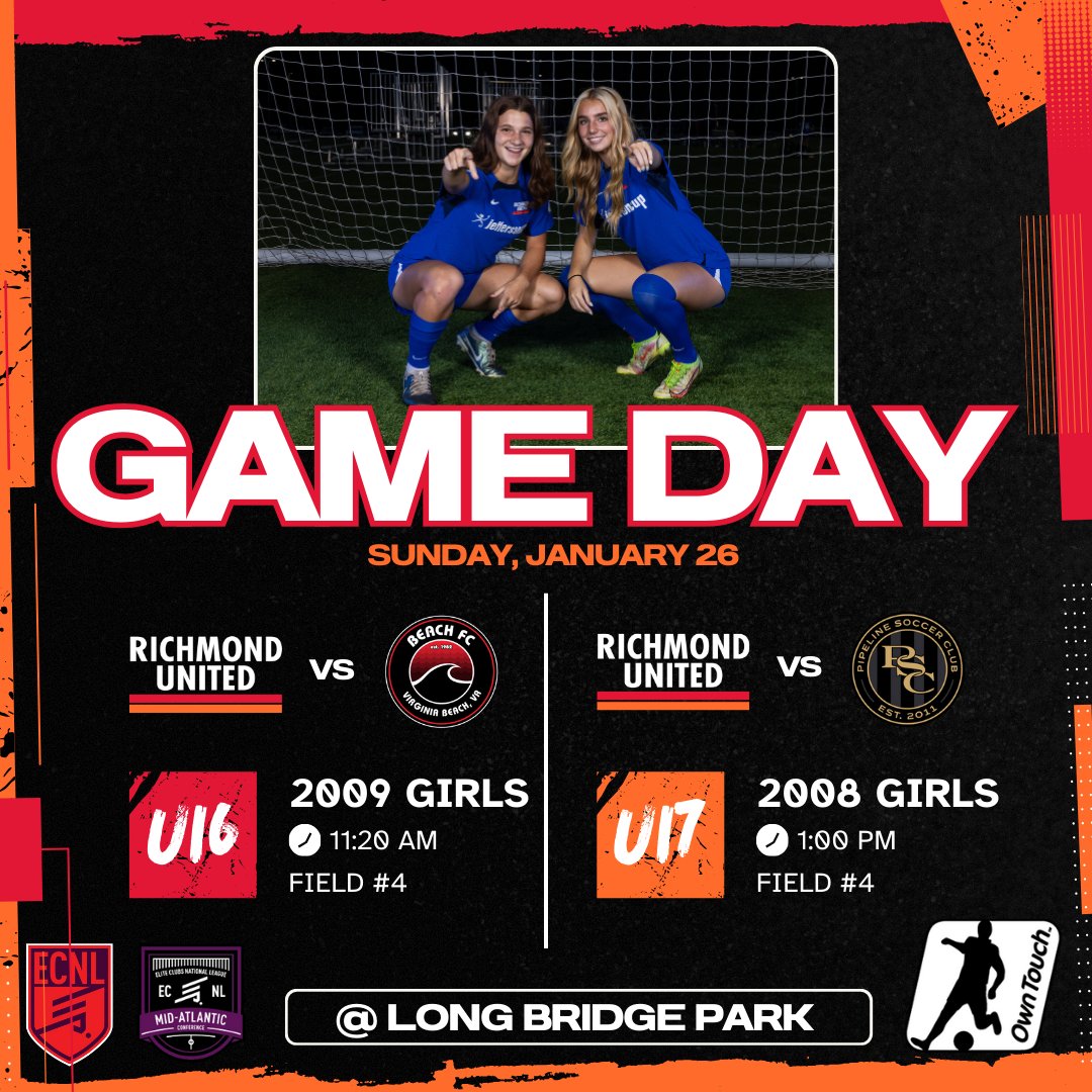 Richmond United <a href="/ECNLgirls/">ECNL Girls</a> match day presented to you by @owntouchcentral  ⤵️