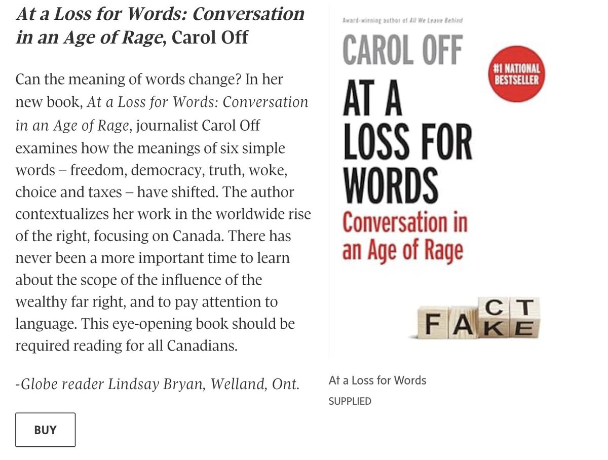 Carol Off (@caroloff_) on Twitter photo Lovely to see this in today's <a href="/globeandmail/">The Globe and Mail</a>
"This eye-opening book should be required reading for all Canadians."
Thank you Lindsay Bryan. Lovely to see this in today's <a href="/globeandmail/">The Globe and Mail</a>
"This eye-opening book should be required reading for all Canadians."
Thank you Lindsay Bryan.