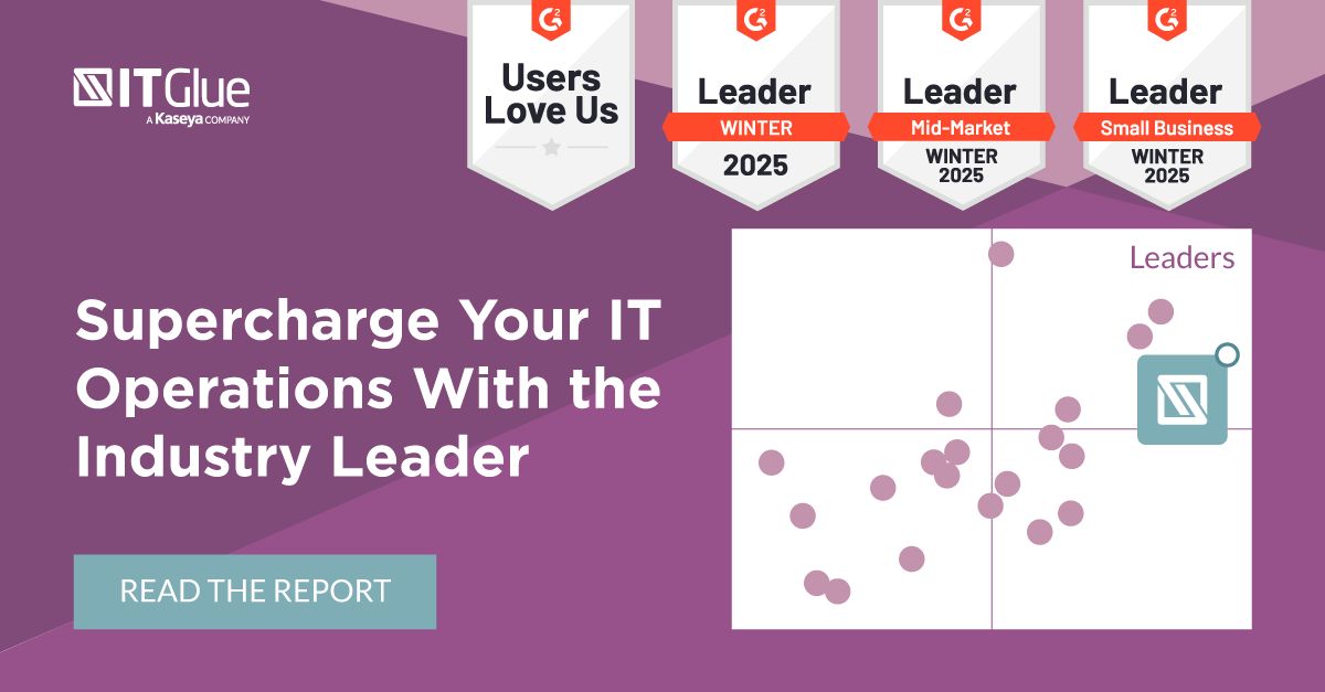 Uncover key insights on why IT Glue has been recognized as a G2 Leader for Standard Operating Procedures in the Winter 2025 Grid® Report: bit.ly/4gPuWya

#G2Leader #ITDocumentation