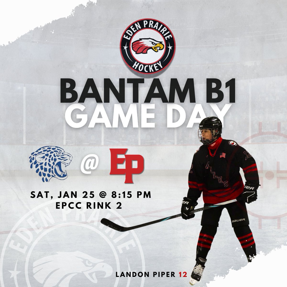 EPBanB1's tweet photo. Home game! 🏒 The BB1 Eagles take on Bloomington Jefferson tonight—puck drops at 8:15 PM, EPCC Rink 2! 🦅 #EPHockey https://t.co/rBCU7Own1a