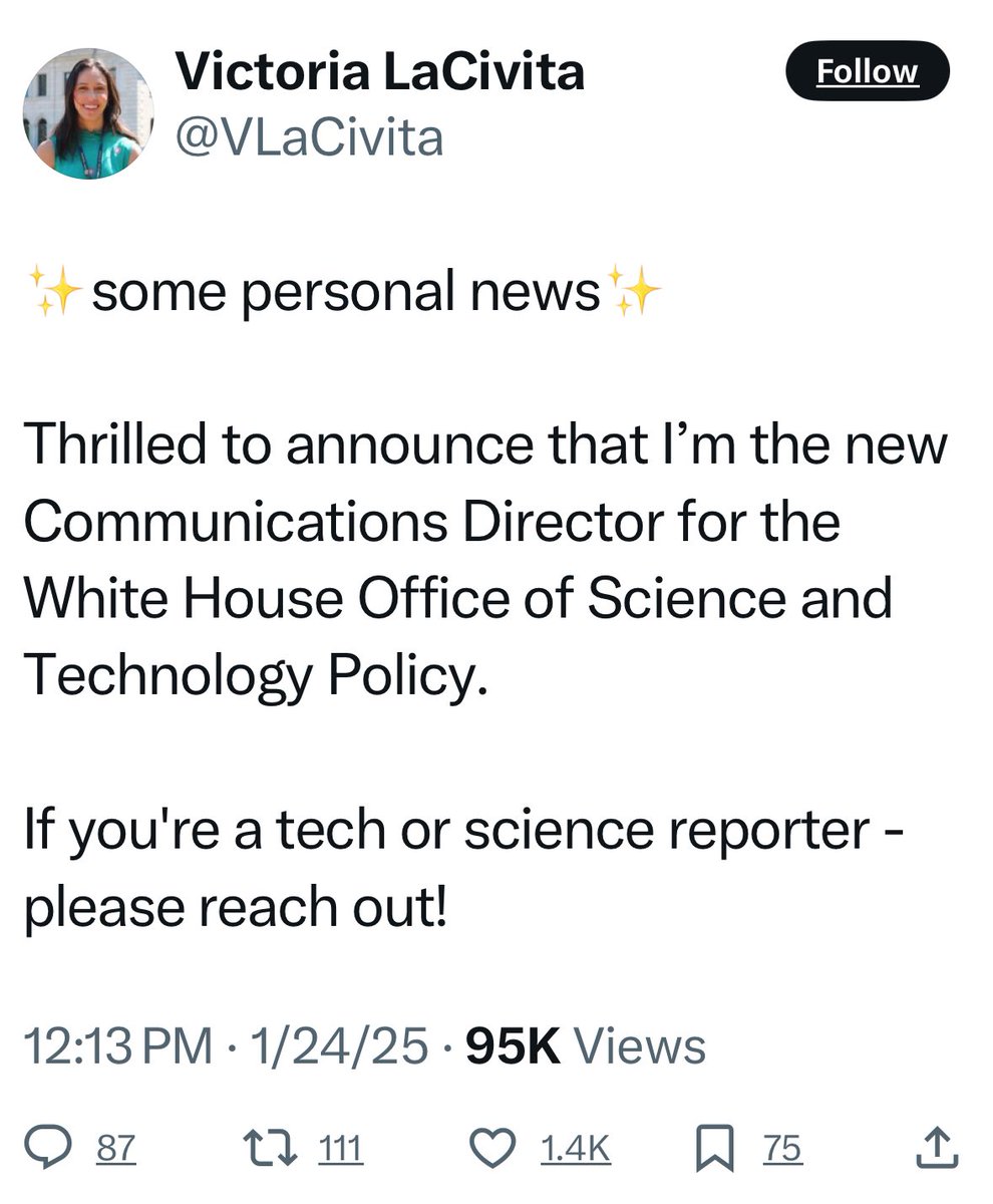 cturnbull1968's tweet photo. This lady just received a great job in the White House. It’s worth mentioning that her father was Trump’s campaign manager. 

She has no experience in science and technology. This is literally DEI. https://t.co/RFHFvK2xSh