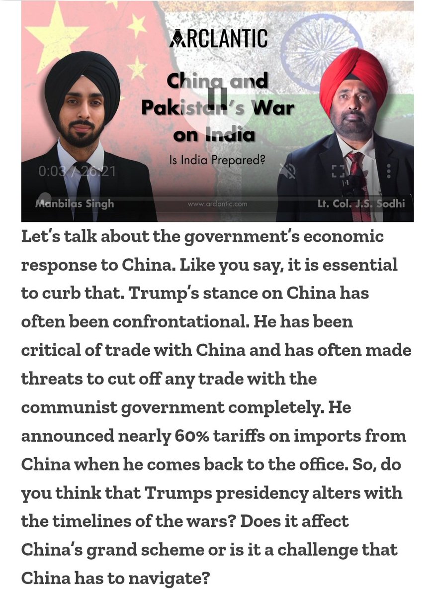 JassiSodhi24's tweet photo. I discuss India's military preparedness for a two-front war with China &amp; Pakistan in 2035 in an interview to Manbilas Singh on Arclantic. #India #China #Pakistan #TwoFrontWar @arclanticltd @Manbilas02

https://t.co/C0Q2ZQmiw5 https://t.co/rFDZSTKEnK