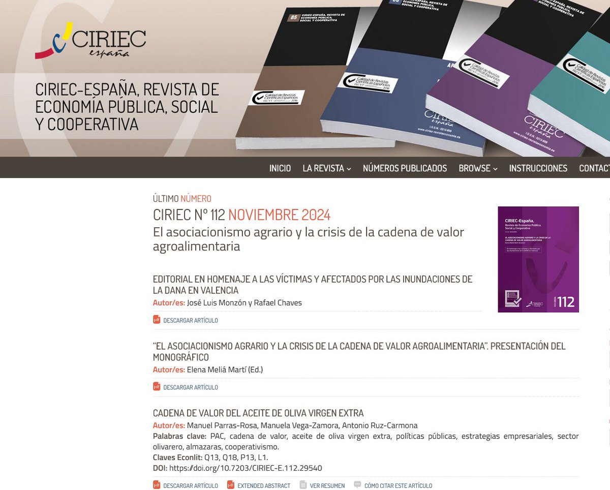 Rafael Chaves-Avila (@rafael_chaves_9) on Twitter photo Próximo viernes día 31 de enero
presentación del nº 112 de la revista
<a href="/ciriecSPjournal/">CIRIEC SP Journal</a>
Sobre Asociacionismo agrario y crisis de la cadena de valor <a href="/CoopsAgroES/">Cooperativas Agro-alimentarias de España</a>
en el marco del 25º aniversario de <a href="/CEGEA_UPV/">CEGEA</a> <a href="/UPV/">Universitat Politècnica de València</a>
<a href="/CIRIEC_Esp/">CIRIEC-España</a> <a href="/ciriec/">CIRIEC International</a>
📥ciriec-revistaeconomia.es/es/ultimo-nume… Próximo viernes día 31 de enero
presentación del nº 112 de la revista
<a href="/ciriecSPjournal/">CIRIEC SP Journal</a>
Sobre Asociacionismo agrario y crisis de la cadena de valor <a href="/CoopsAgroES/">Cooperativas Agro-alimentarias de España</a>
en el marco del 25º aniversario de <a href="/CEGEA_UPV/">CEGEA</a> <a href="/UPV/">Universitat Politècnica de València</a>
<a href="/CIRIEC_Esp/">CIRIEC-España</a> <a href="/ciriec/">CIRIEC International</a>
📥ciriec-revistaeconomia.es/es/ultimo-nume…