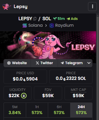 20K views DexScreener Ads just paid for. Boosts up next. We just launched about an hour ago. You are still early!!!

$LEPSY 🚀

LepsYpiYfCxmoXJBkH8xTD2WsTSapzmMrARLEfbwHCe