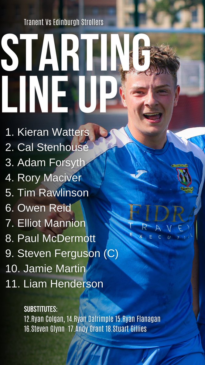 TranentAmateurs's tweet image. Tranents line up and substitutes for today’s home game vs Edinburgh Strollers.
