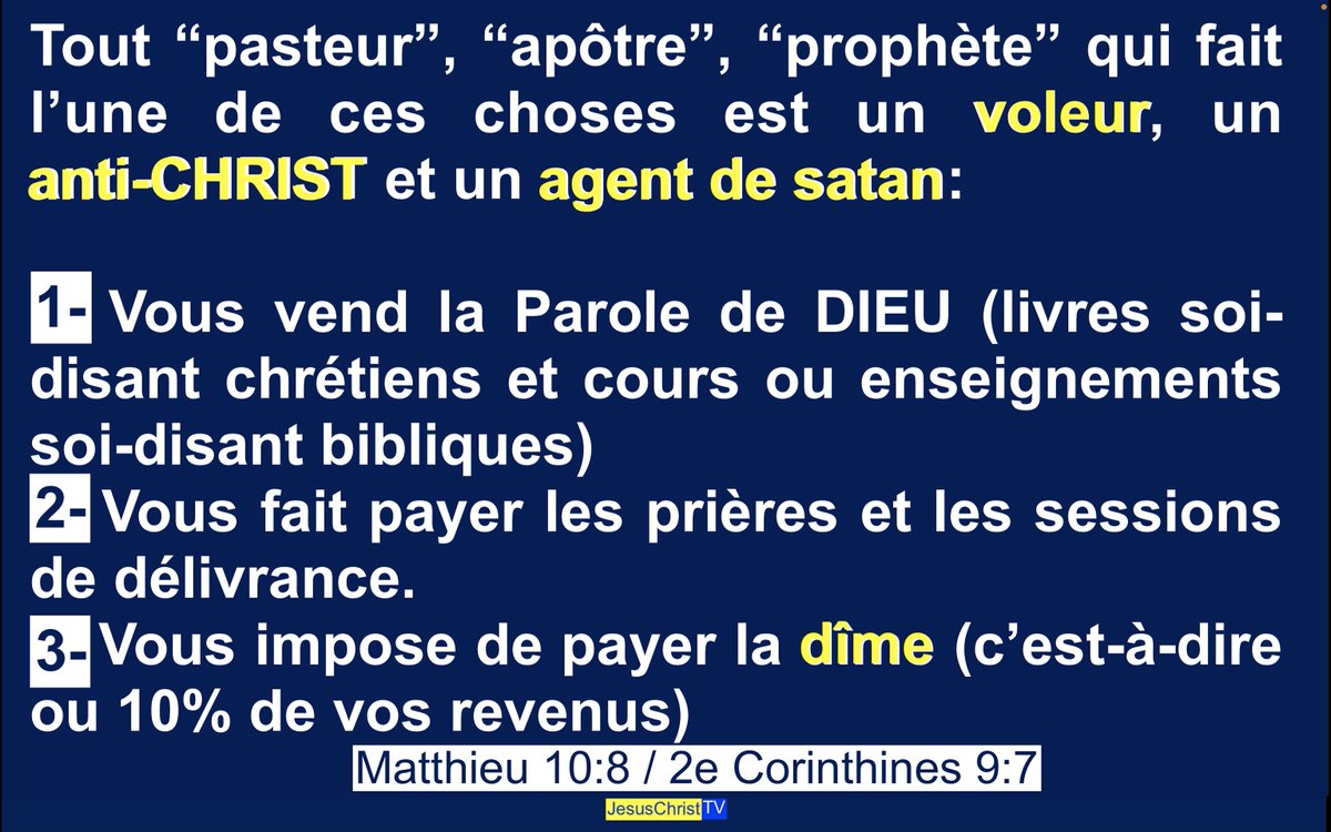 JesusChrist_TV's tweet image. #JesusChristTV #GeorgesNama #fauxpasteurs #dime