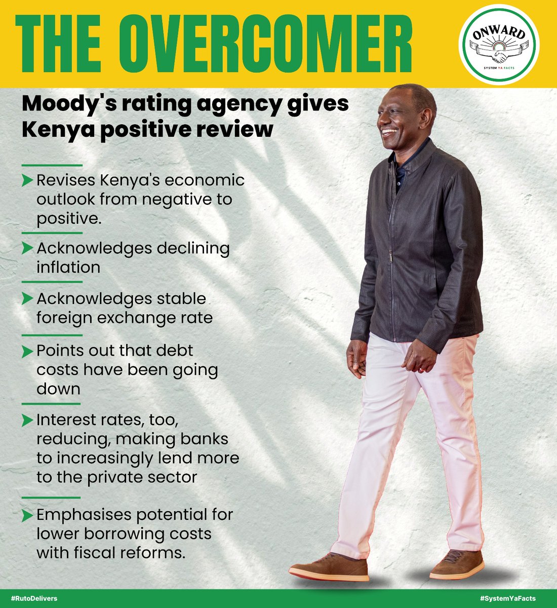 Improved fiscal management is fostering trust, driving economic growth, and reducing waste.

#ProgressYouCanSee
Kenya Declared Positive
Rebecca Miano Rigathi Gachagua Martha Karua